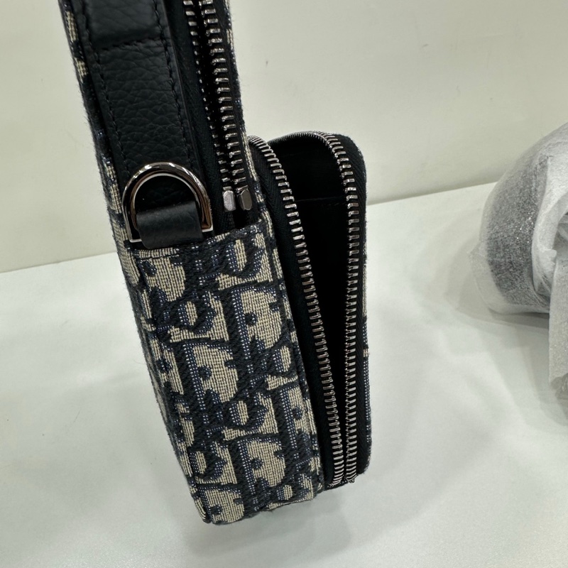 Dior迪奧 超迷你Rider手拿包 Oblique老花提花布料 黑色肩帶 全新-5