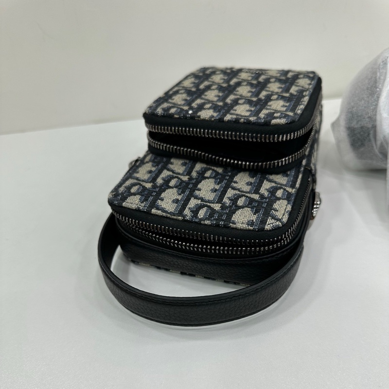 Dior迪奧 超迷你Rider手拿包 Oblique老花提花布料 黑色肩帶 全新-7