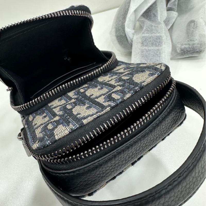 Dior迪奧 超迷你Rider手拿包 Oblique老花提花布料 黑色肩帶 全新-8