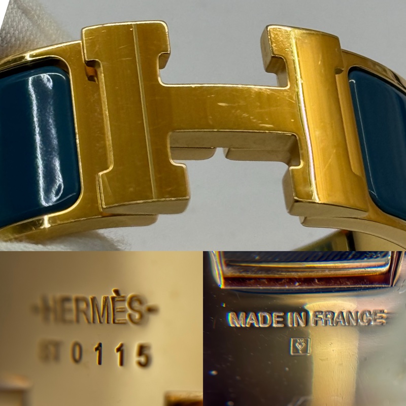 HERMES 愛馬仕 藍色琺瑯CLIC CLAC H手環 GM-4