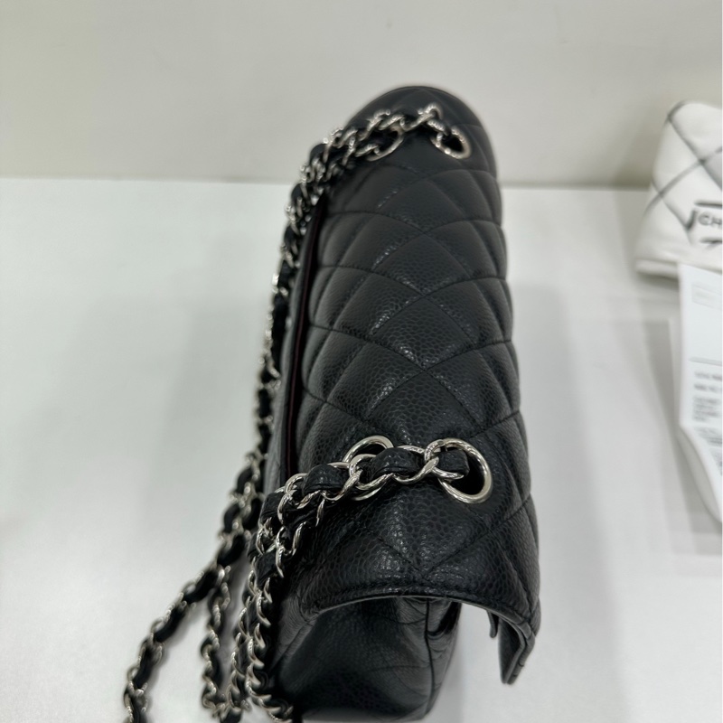 Chanel 黑色銀扣 荔枝皮cf 小號 23cm 21年晶片 有購證-7
