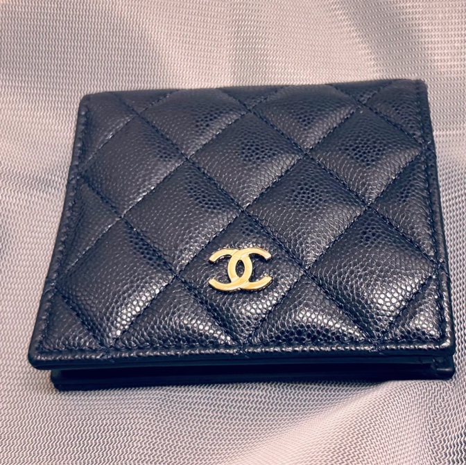 Chanel Wallet 金色CC Logo 摺短銀包藍色AP4806-0