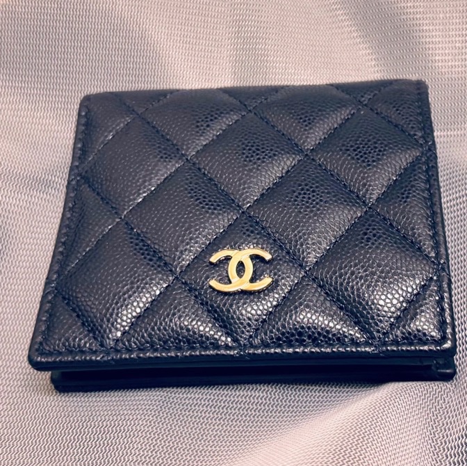 Chanel Wallet 金色CC Logo 摺短銀包藍色AP4806-1