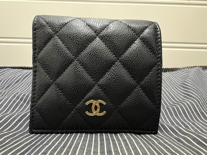 Chanel Wallet 金色CC Logo 摺短銀包藍色AP4806-10