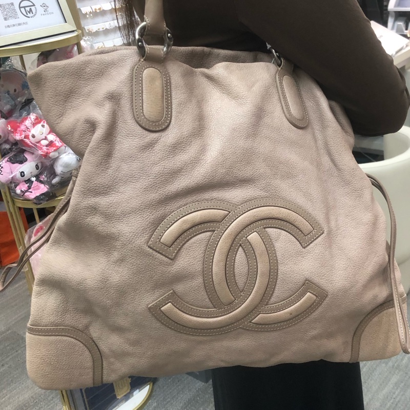 Chanel 奶茶淺啡 牛皮 大Tote IA625-9