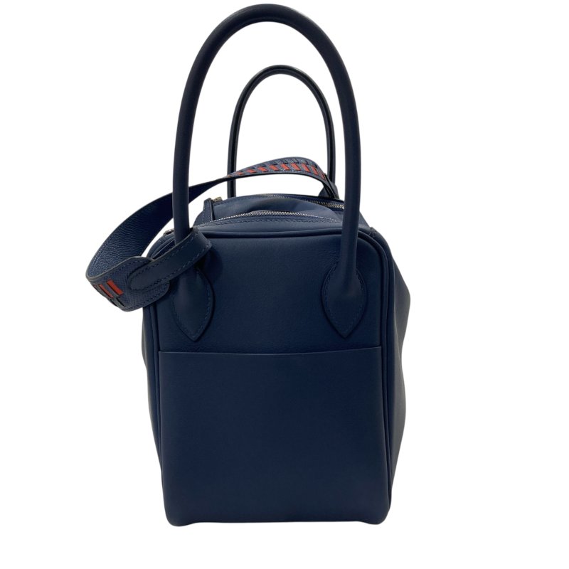 HERMES 愛馬仕 Lindy 26 手提包 牛皮 藍色 銀釦-3