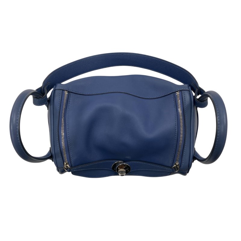 HERMES 愛馬仕 Lindy 26 手提包 牛皮 藍色 銀釦-5