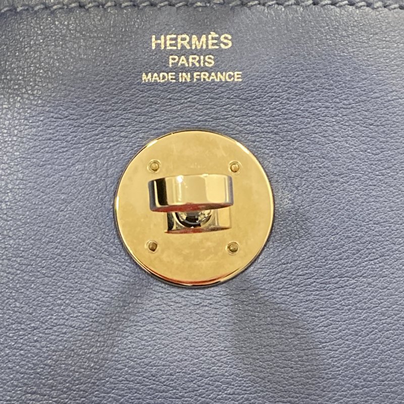 HERMES 愛馬仕 Lindy 26 手提包 牛皮 藍色 銀釦-13