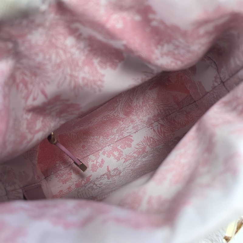 99✨ Dior 迪奧 戴妃 三格 柳條編織 粉色手提包斜背包 金扣可拆卸肩帶-8