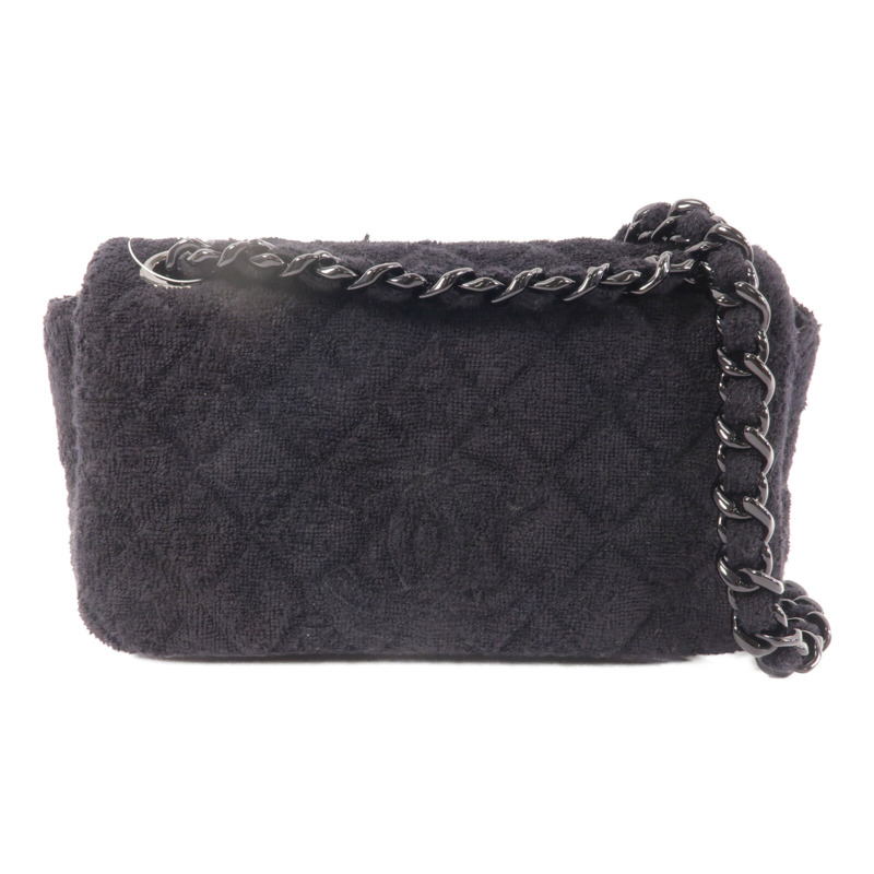 CHANEL 毛巾布Shoulder Bag鏈帶肩背袋-1