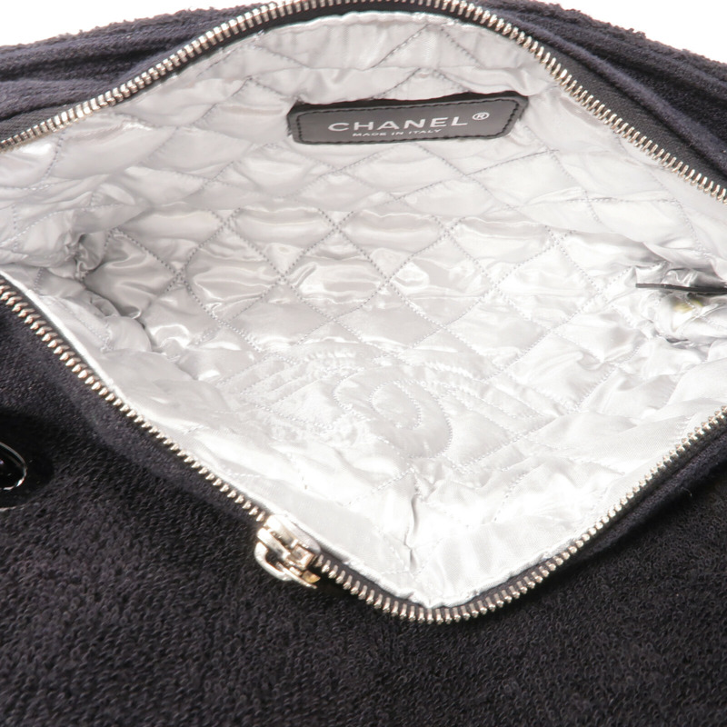 CHANEL 毛巾布Shoulder Bag鏈帶肩背袋-4