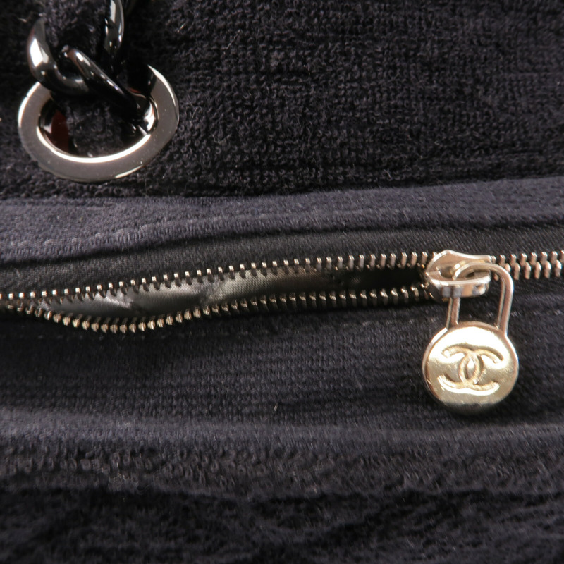 CHANEL 毛巾布Shoulder Bag鏈帶肩背袋-8