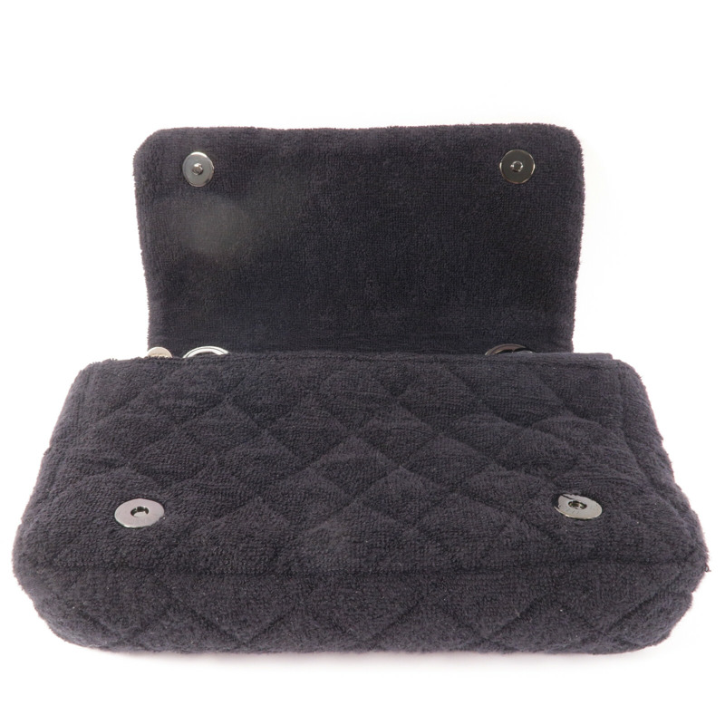CHANEL 毛巾布Shoulder Bag鏈帶肩背袋-9
