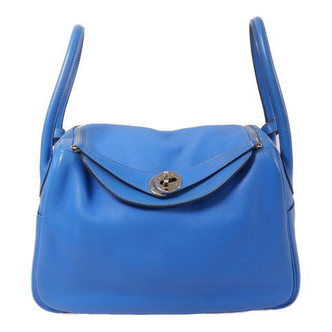 HERMES Evercolor皮革Lindy 26手挽肩背兩用袋Blue Hydra