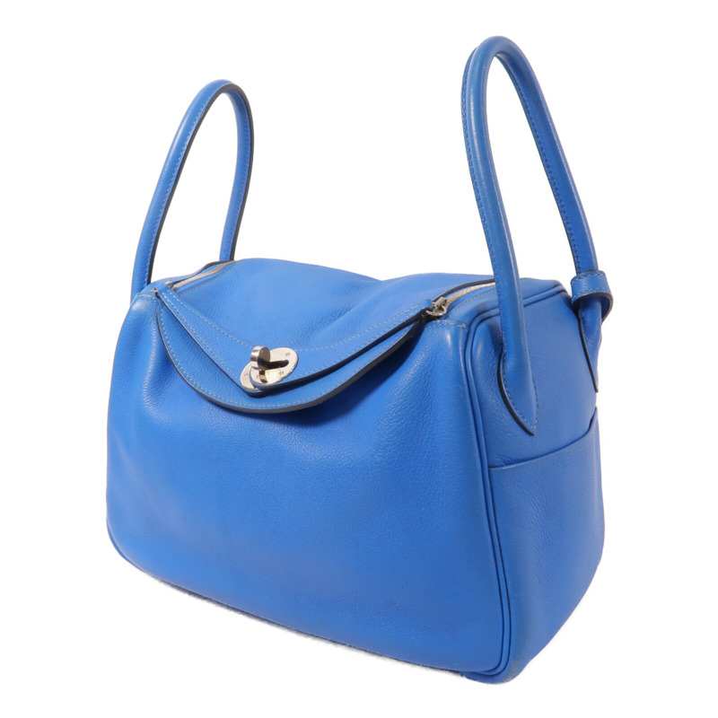 HERMES Evercolor皮革Lindy 26手挽肩背兩用袋Blue Hydra-2