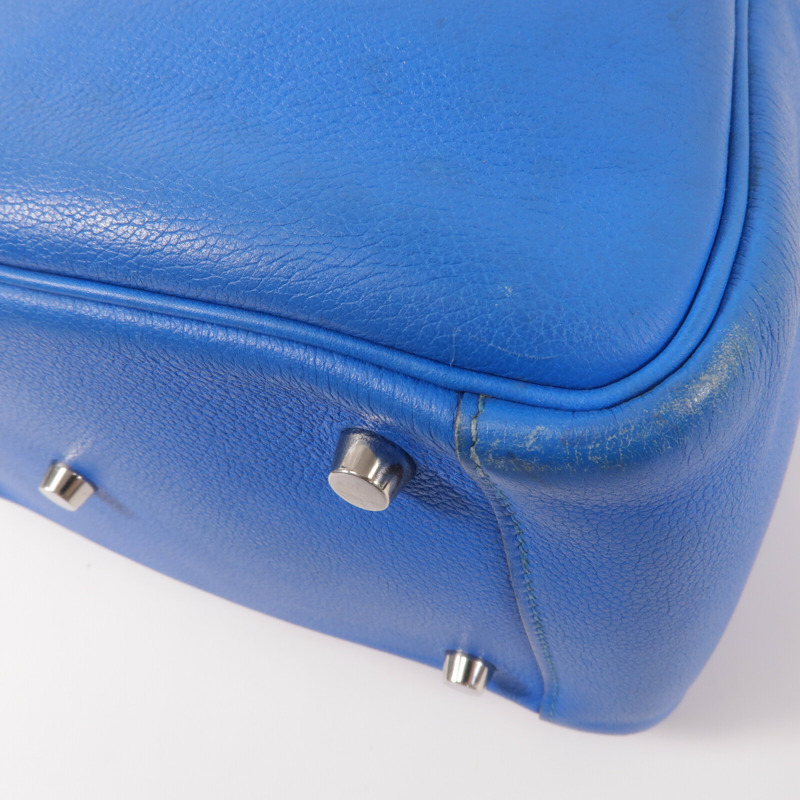 HERMES Evercolor皮革Lindy 26手挽肩背兩用袋Blue Hydra-10