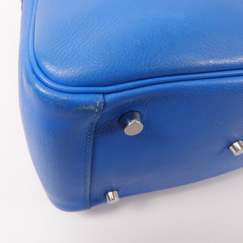HERMES Evercolor皮革Lindy 26手挽肩背兩用袋Blue Hydra-11