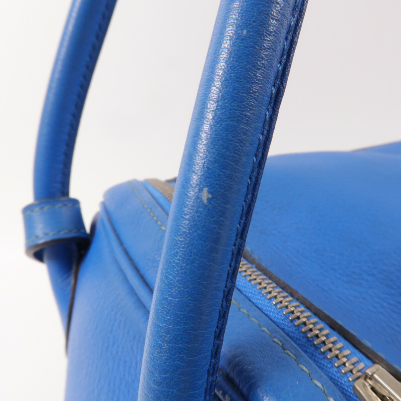 HERMES Evercolor皮革Lindy 26手挽肩背兩用袋Blue Hydra-14