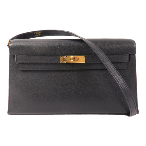 HERMES Chevre皮革Kelly Elan肩背袋Noir