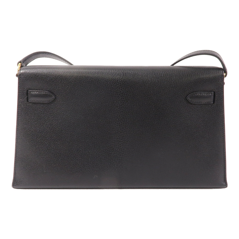 HERMES Chevre皮革Kelly Elan肩背袋Noir-1