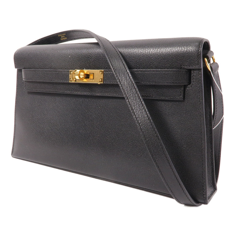 HERMES Chevre皮革Kelly Elan肩背袋Noir-2