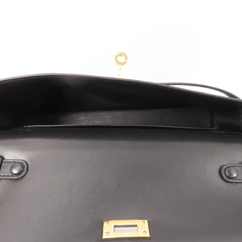 HERMES Chevre皮革Kelly Elan肩背袋Noir-4
