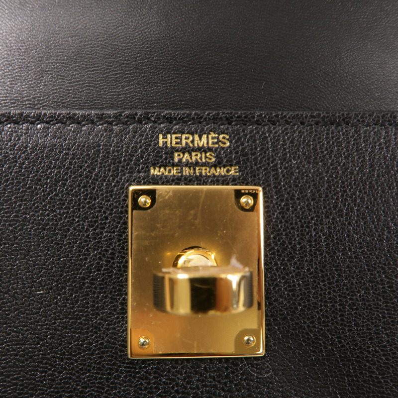 HERMES Chevre皮革Kelly Elan肩背袋Noir-6