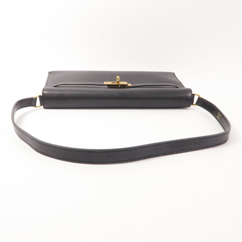 HERMES Chevre皮革Kelly Elan肩背袋Noir-8
