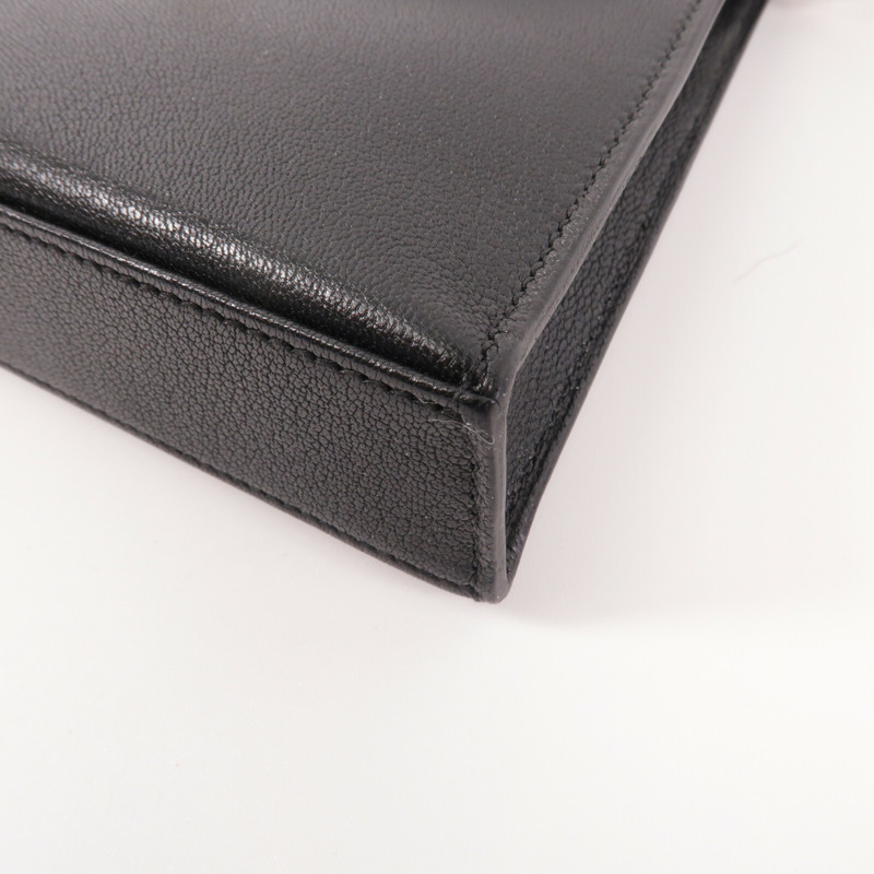 HERMES Chevre皮革Kelly Elan肩背袋Noir-11