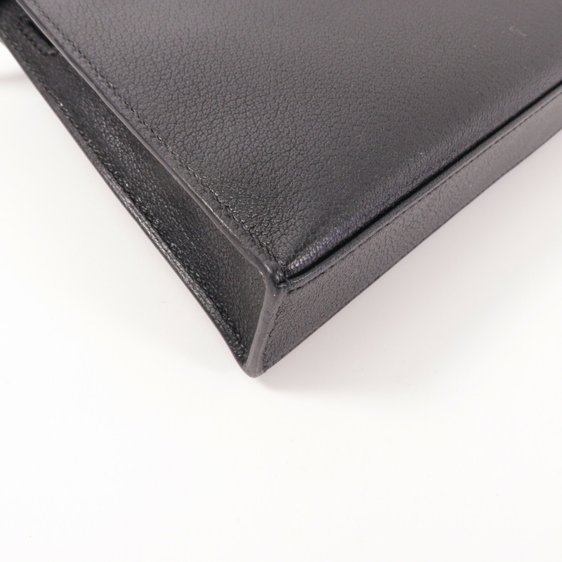 HERMES Chevre皮革Kelly Elan肩背袋Noir-12
