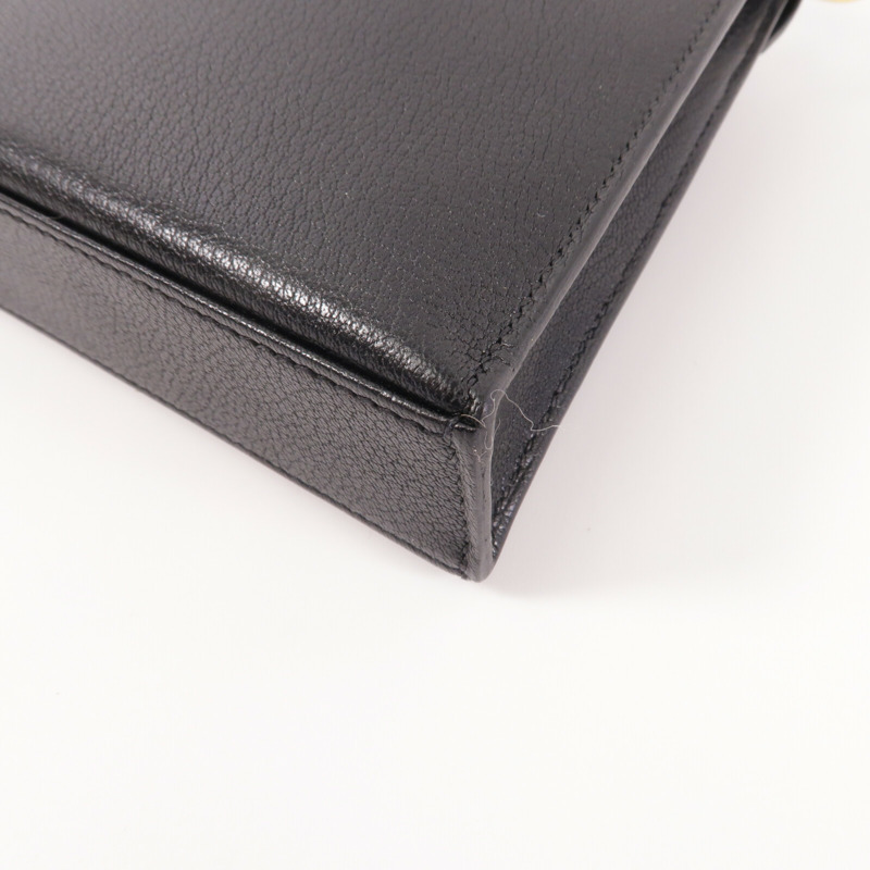 HERMES Chevre皮革Kelly Elan肩背袋Noir-13