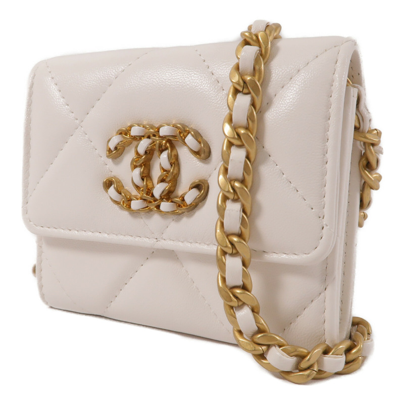CHANEL 羊皮皮革Flpa 19 Coins Wallet With Chain鏈帶肩背袋-2