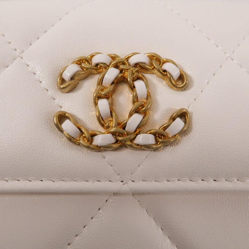 CHANEL 羊皮皮革Flpa 19 Coins Wallet With Chain鏈帶肩背袋-6