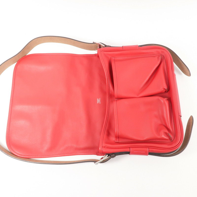 HERMES Swift皮革Brada 30肩背袋Rouge Tomate-10