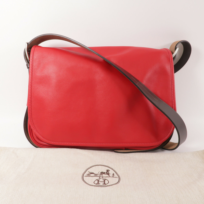 HERMES Swift皮革Brada 30肩背袋Rouge Tomate-11