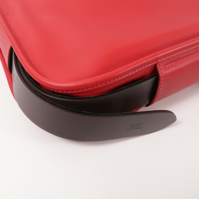 HERMES Swift皮革Brada 30肩背袋Rouge Tomate-14