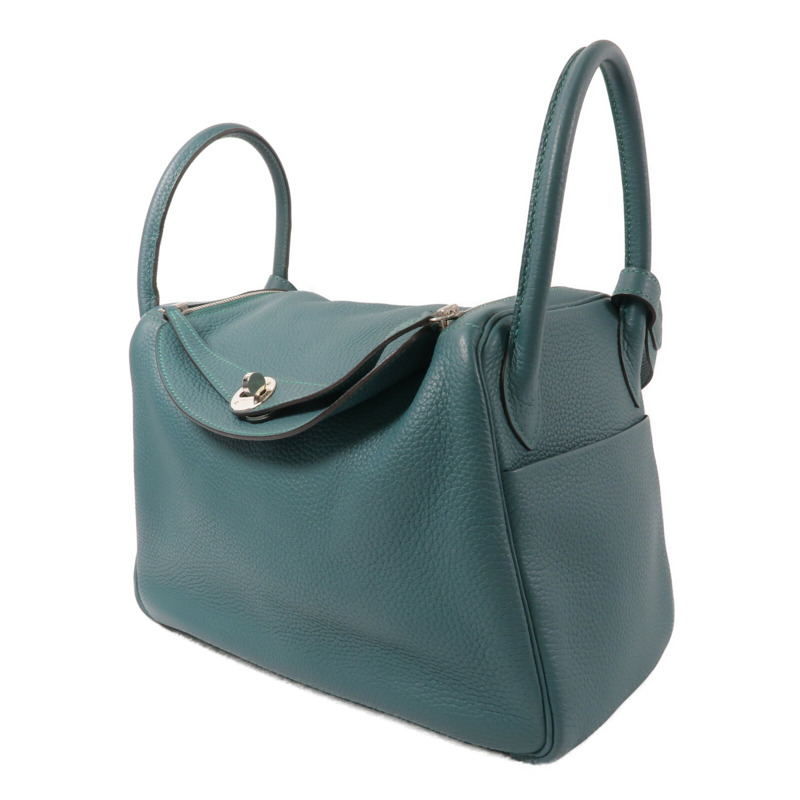 HERMES Clemence皮革Lindy 30手挽肩背兩用袋Malachite-1
