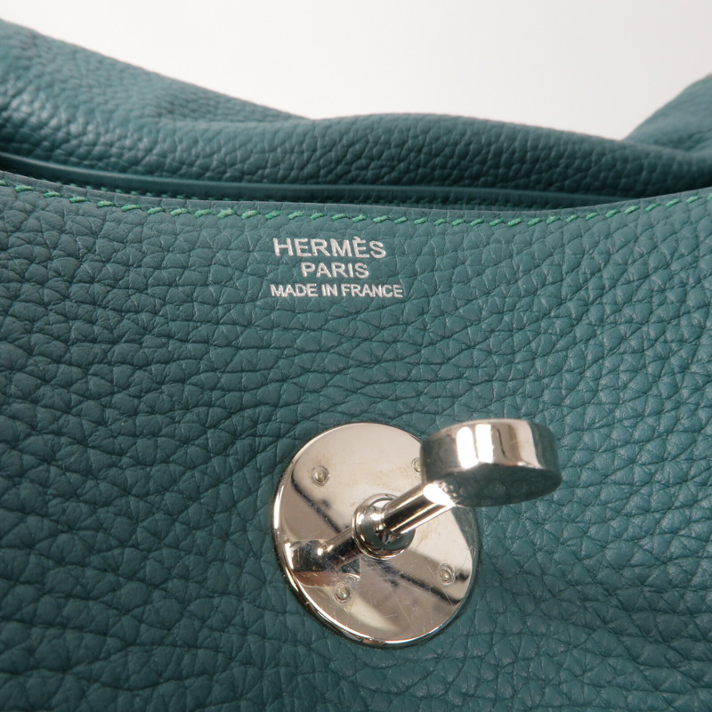 HERMES Clemence皮革Lindy 30手挽肩背兩用袋Malachite-5