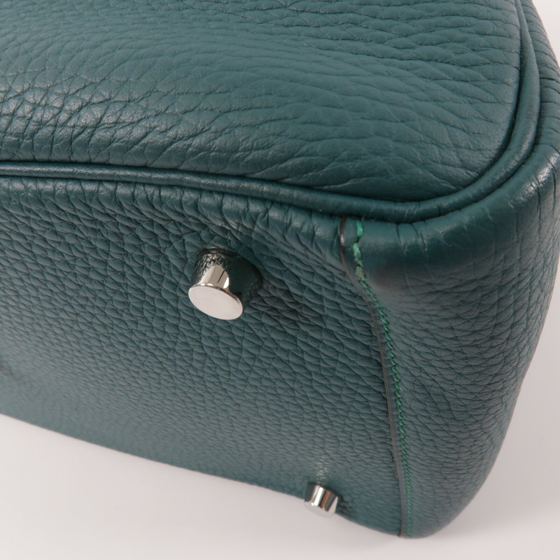 HERMES Clemence皮革Lindy 30手挽肩背兩用袋Malachite-10