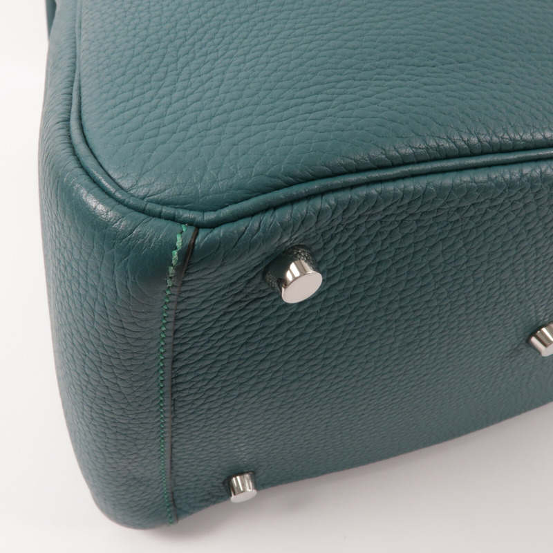 HERMES Clemence皮革Lindy 30手挽肩背兩用袋Malachite-11