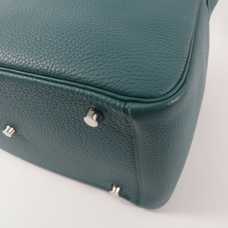 HERMES Clemence皮革Lindy 30手挽肩背兩用袋Malachite-12
