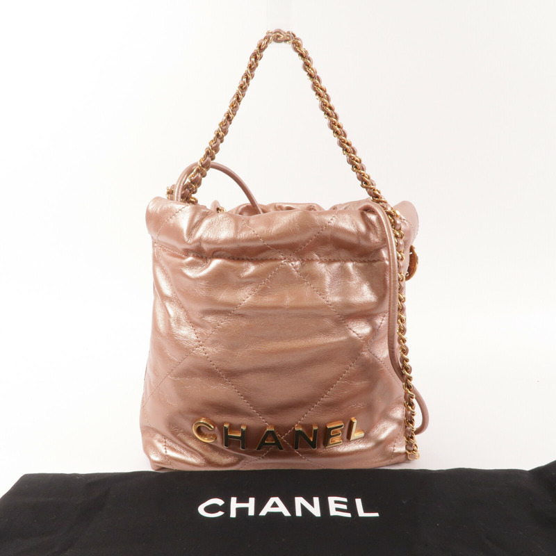 CHANEL 牛皮皮革Chanel 22 Mini鏈帶肩背袋-10