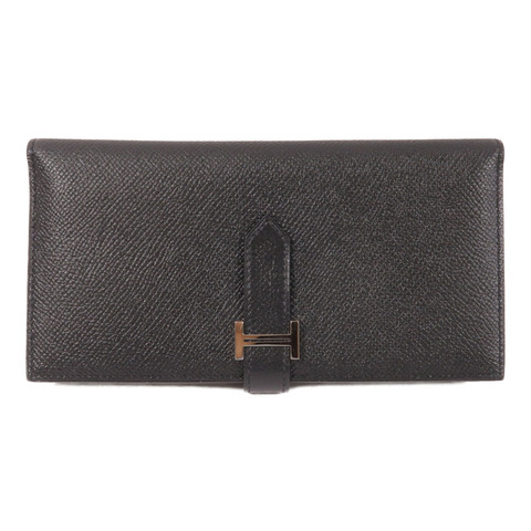 HERMES Epsom皮革Zipper long Wallet長錢包Noir