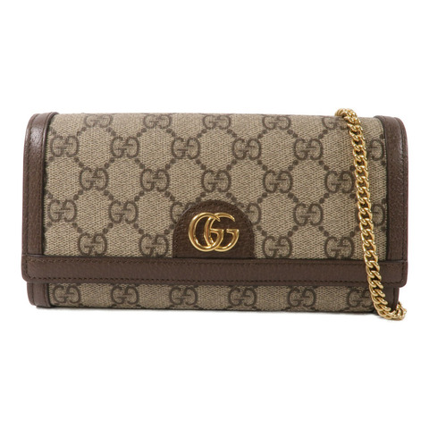 GUCCI 塗層帆布Ophidia Wallet With Chain鏈帶肩背袋