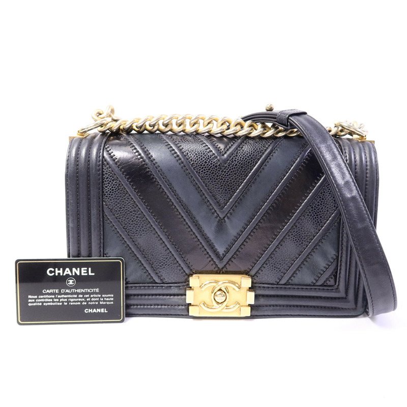 CHANEL 牛皮皮革Boy 25鏈帶肩背袋-9