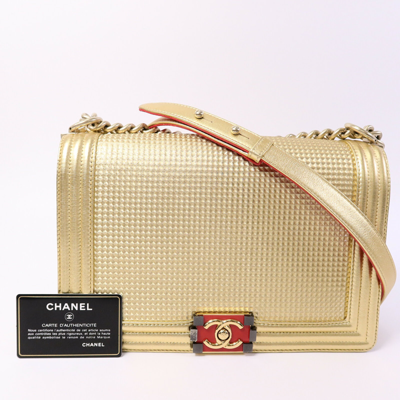 CHANEL 牛皮皮革Boy 30鏈帶肩背袋-9