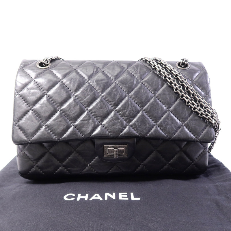 CHANEL 牛皮皮革2.55 Medium鏈帶肩背袋-9