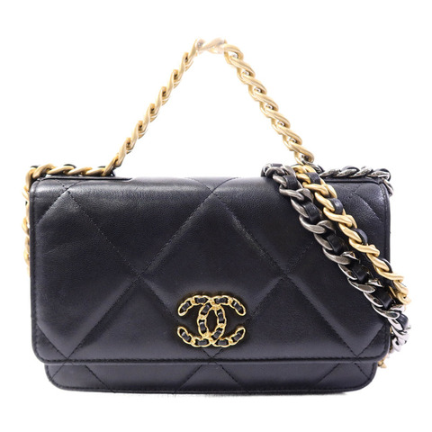 CHANEL 羊皮皮革Chanel 19 WOC鏈帶手挽肩背兩用袋