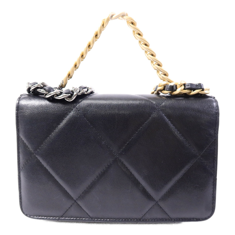 CHANEL 羊皮皮革Chanel 19 WOC鏈帶手挽肩背兩用袋-1