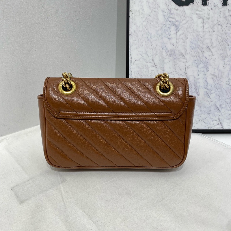 Gucci 古馳 Marmont 馬蒙系列鏈條包 焦糖色 033開 小號 尺寸:22x15x6cm-3